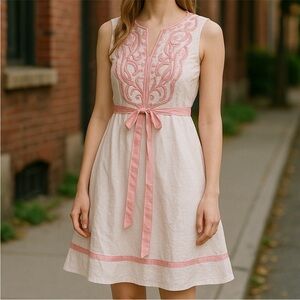 Vintage 90s Y2K Bebe linen babydoll smocked dress size XS